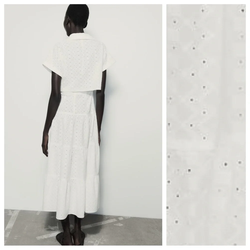 Zara White Eyelet Midi Dress - Picture 5 of 11